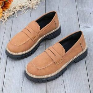 Women's Thick Sole Loafers, Comfortable Shoes, Round Toe Slip-On Casual new